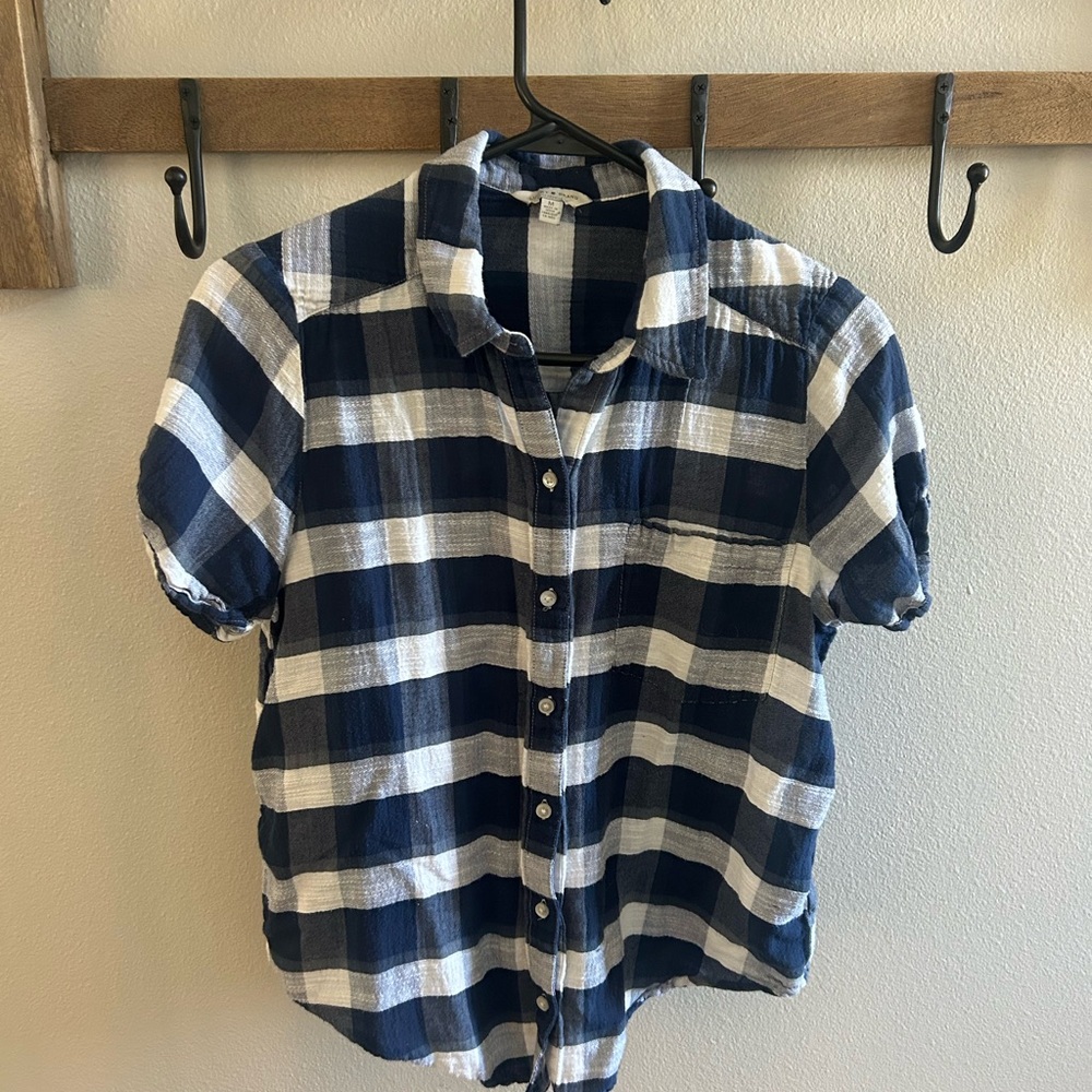 Lucky Brand Navy and White Checkered button up
